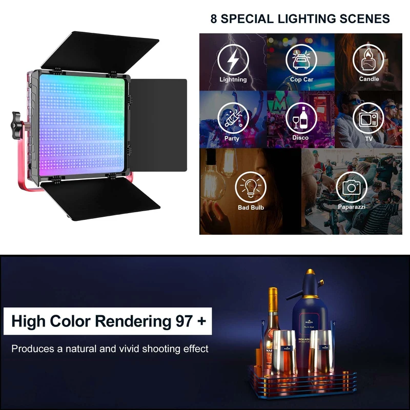 GVM-1200D 50W High Beam Bi-Color+50 WRGB Soft Light Panel