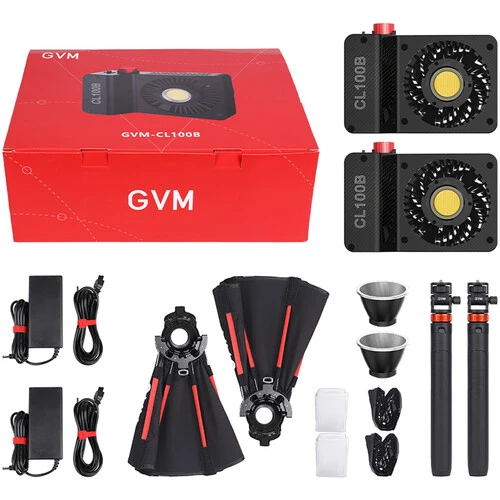 (Open Box) GVM CL100B Portable Bi-Color LED Monolight with Softbox&Tripod(2-Light Kit)