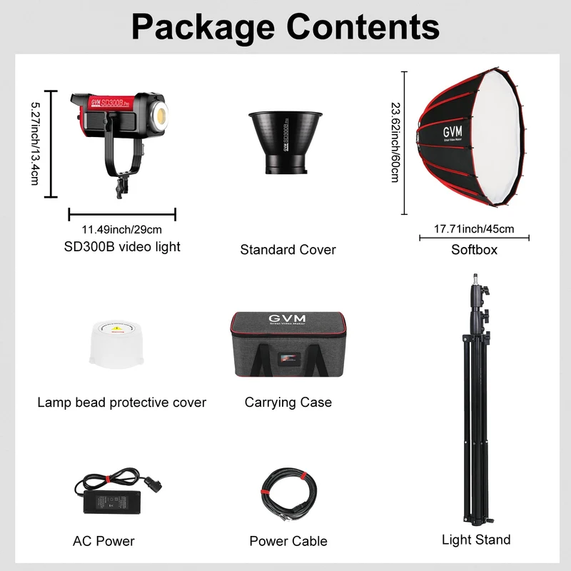 GVM PRO-SD300B 300W Bi-Color Monolight V-mount Mesh Bluetooth(Includes 1 softbox valued at $59)