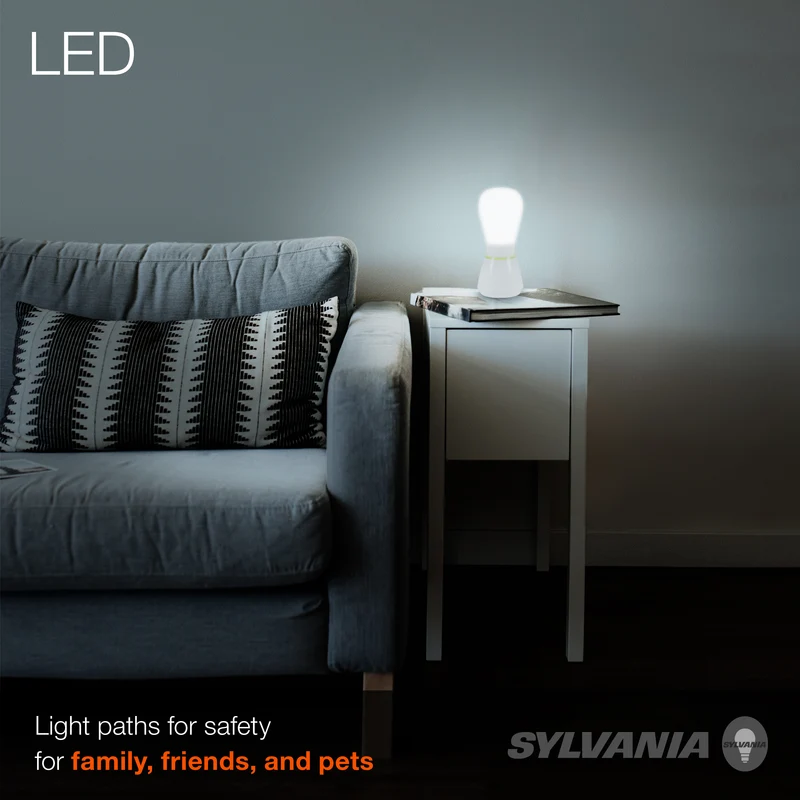 SYLVANIA Battery Powered Portable LED Night Light, Dimmable, 3000K, 2 Light Levels, Warm White, Batteries Not Included