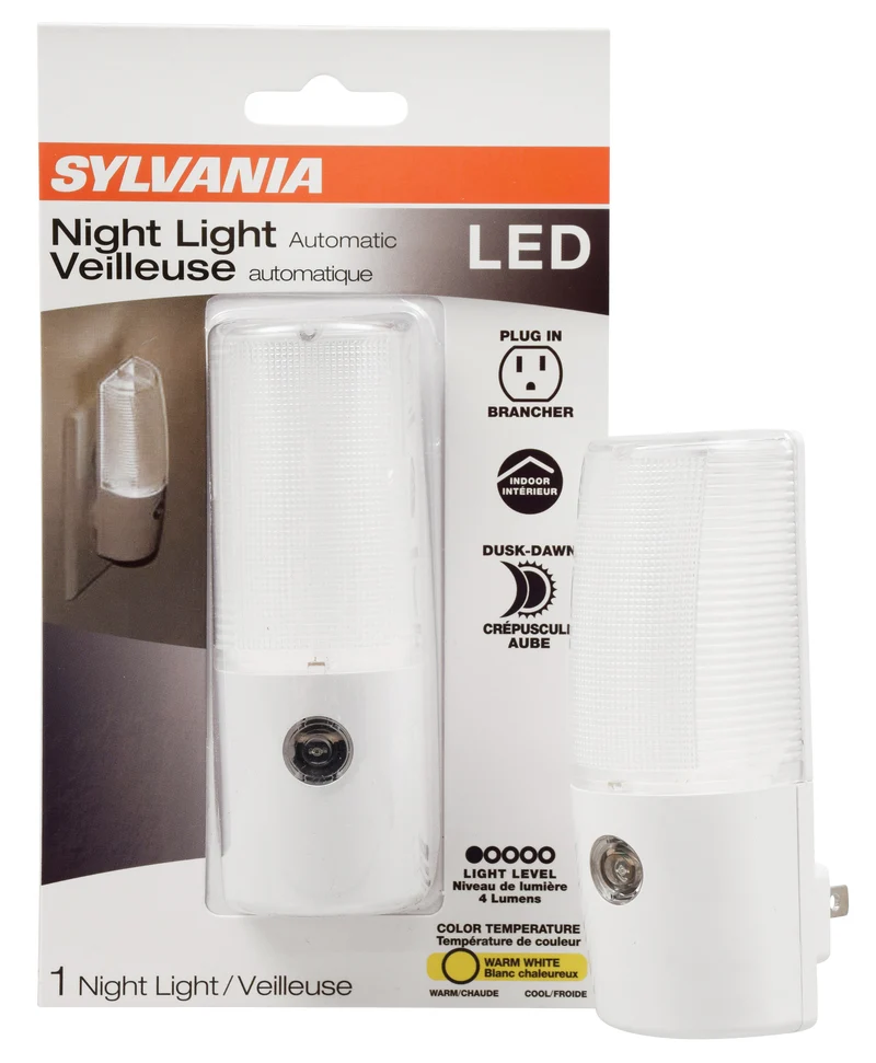 SYLVANIA Automatic Traditional Style Night Light, 10 Lumens, Warm White, 3000K, Plug-In