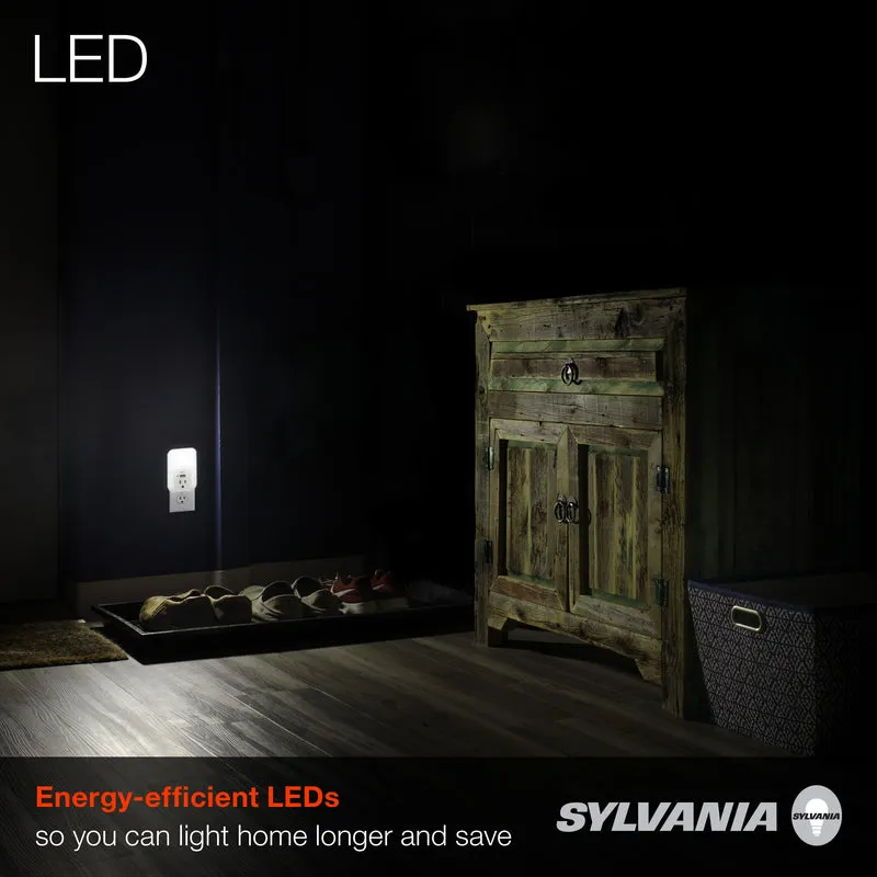 SYLVANIA LED Night Light with USB Port and Socket, 3-Color Select, Frosted, 3000K, 5 Lumens, Cool White