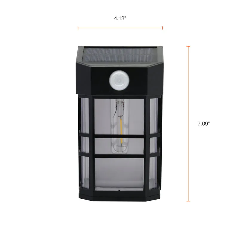 SYLVANIA Solar Wall Mount Square Lantern Light with PIR Sensor, LED and Battery Included, 100 lm, 2700K, Soft White, Silver Finish