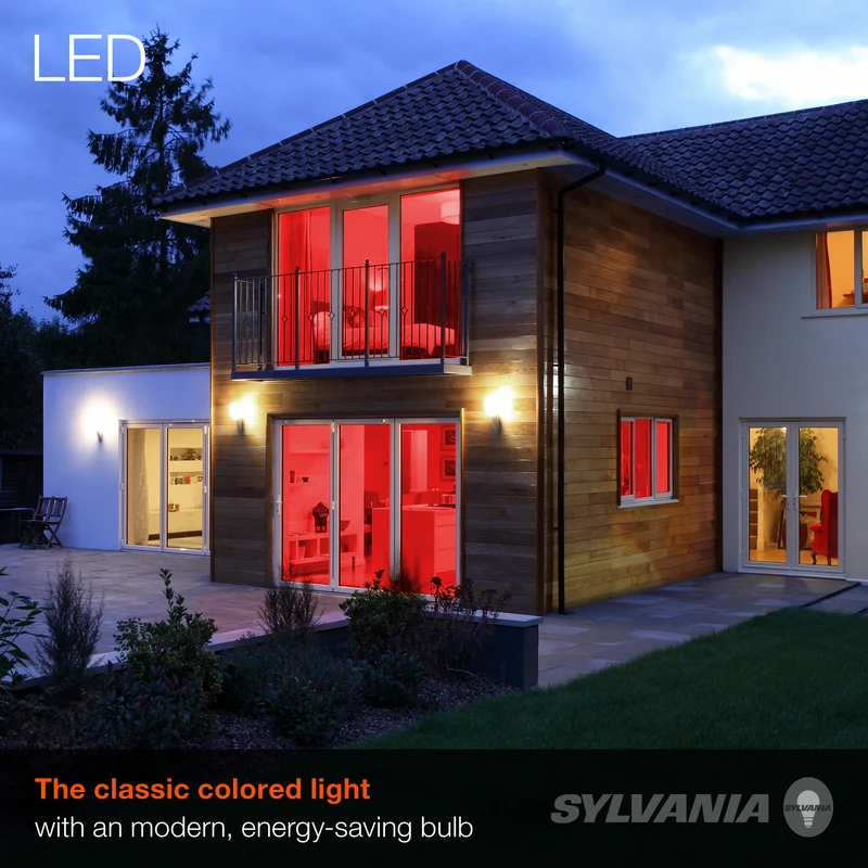SYLVANIA LED Red Glass Filament A19 Light Bulb, 40W = 4.5W, Dimmable, E26 Medium Base - 6 Pk