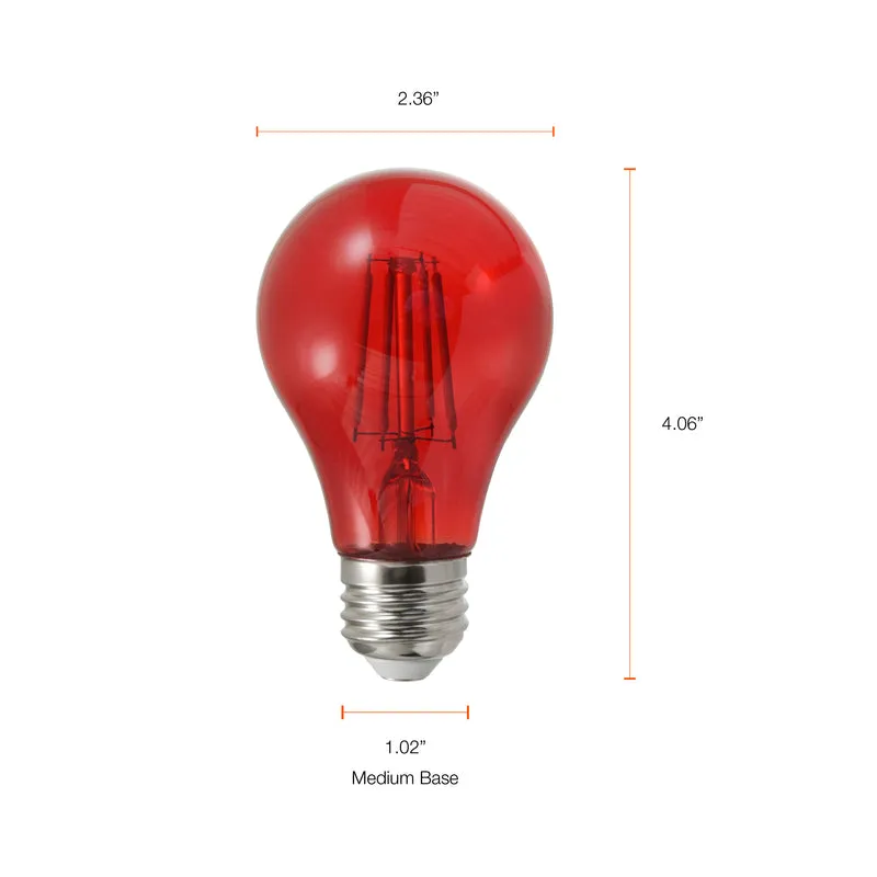 SYLVANIA LED Red Glass Filament A19 Light Bulb, 40W = 4.5W, Dimmable, E26 Medium Base - 6 Pk