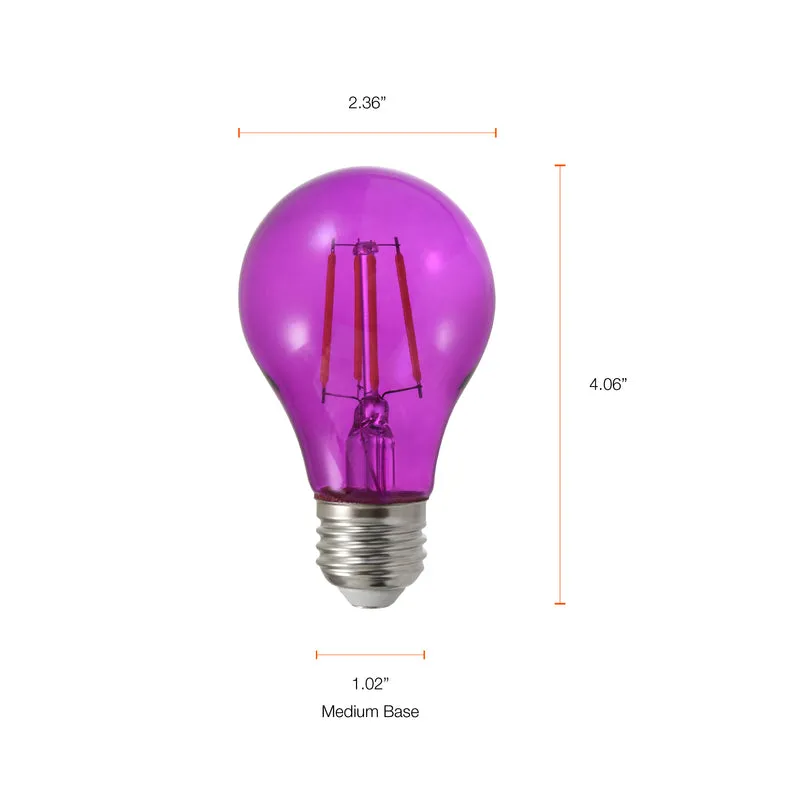 SYLVANIA LED Purple Glass Filament A19 Light Bulb, 40W = 4.5W, Dimmable, E26 Medium Base - 1 PK