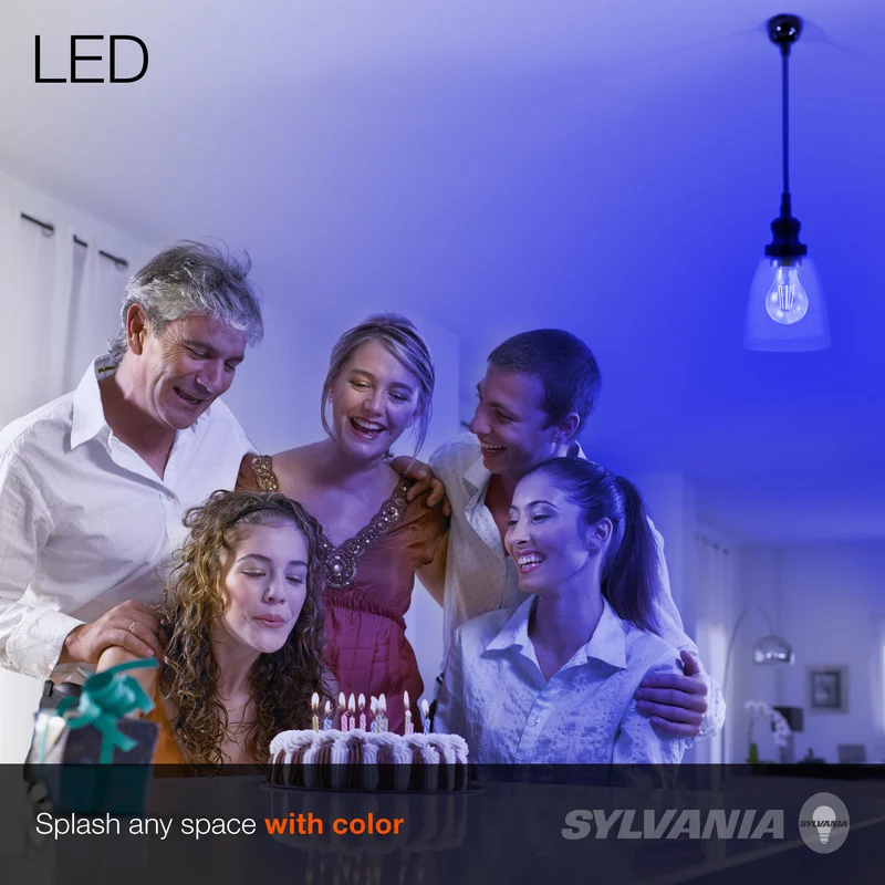 SYLVANIA LED Blue Glass Filament A19 Light Bulb, 40W = 4.5W, Dimmable, E26 Medium Base - 1 Pk