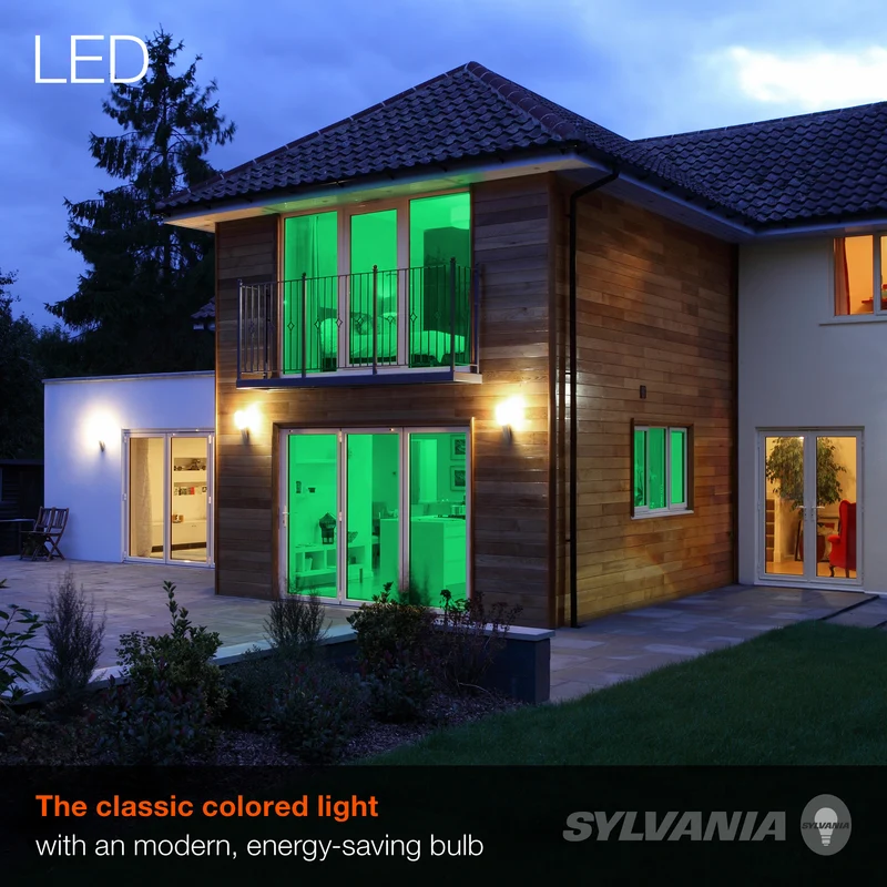 SYLVANIA LED Green Glass Filament A19 Light Bulb, 40W = 4.5W, Dimmable, E26 Medium Base - 1 PK