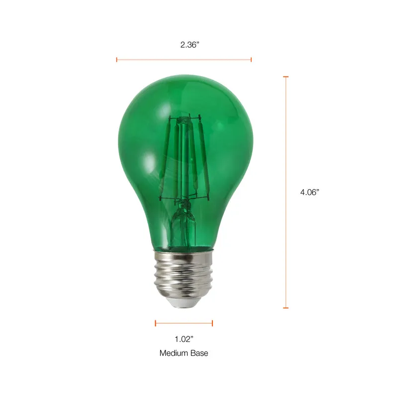 SYLVANIA LED Green Glass Filament A19 Light Bulb, 40W = 4.5W, Dimmable, E26 Medium Base - 1 PK