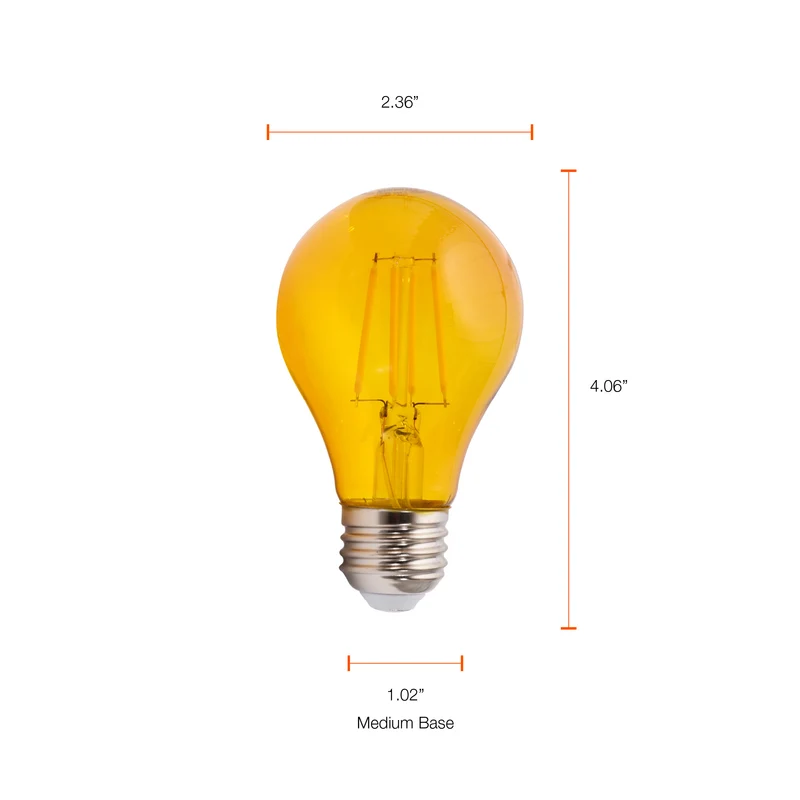 SYLVANIA LED Yellow Glass Filament A19 Light Bulb, 40W = 4.5W, Dimmable, E26 Medium Base - 1Pk
