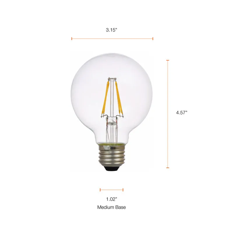 SYLVANIA LED TruWave Globe Light Bulb, 60W = 8.5W, Dimmable, Clear, 2700K, Soft White - 6 PK