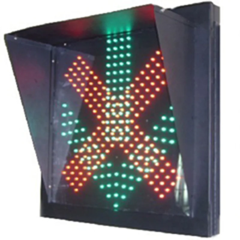 LED Trafiksignal 500 Enkel Dubbelfunktion Röd X / Grön Pil Nedåt