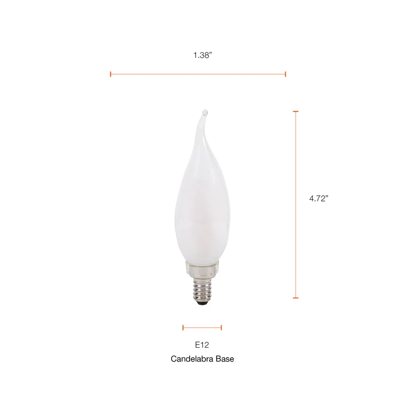 SYLVANIA LED TruWave Décor B10 Light Bulb, 60W = 5.5W, Dimmable, Candelabra Base, 500 Lumens, Frosted, 2700K, Soft White - 2 PK