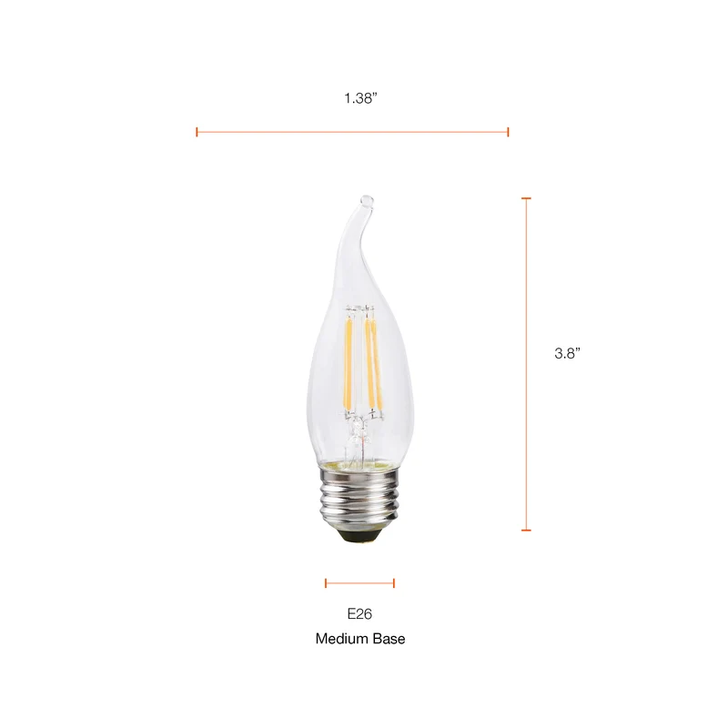 SYLVANIA LED TruWave Natural Series Candelabra Light Bulb, 40W = 4W, Dimmable, Medium Base, Clear, Candle Tip, Soft White - 2 PK