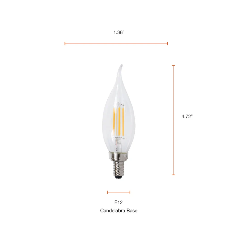 SYLVANIA LED TruWave Décor Light Bulb, 40W = 4W, B10, Dimmable, Candelabra Base, 2700K, Clear, Soft White - 2 PK