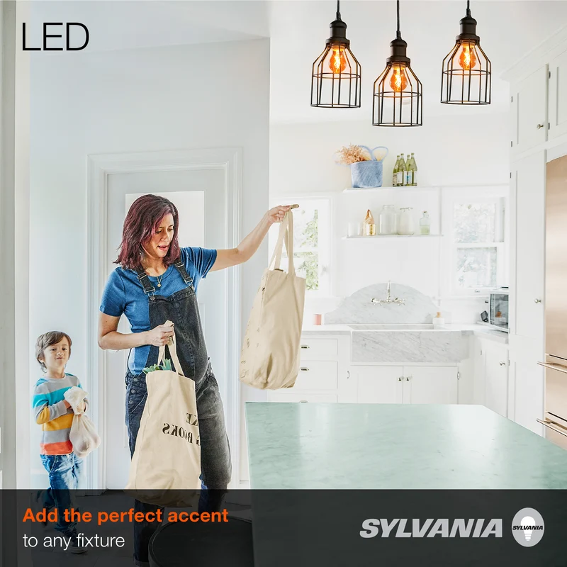 SYLVANIA LED Vintage A15 Light Bulb, 40W, 2175K, Candelabra Base, Dimmable, Amber Glow