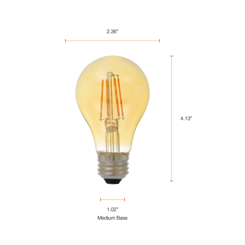 SYLVANIA LED Vintage A15 Light Bulb, 40W, 2175K, Candelabra Base, Dimmable, Amber Glow