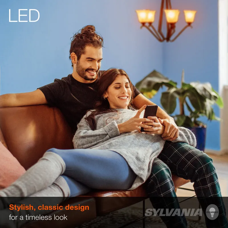 SYLVANIA LED Vintage B10 Light Bulb, 40W = 4W, 2175K, Medium Base, Dimmable, Amber Glow