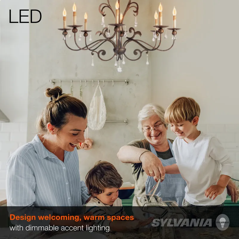 SYLVANIA LED Vintage B10 Light Bulb, 40W, 2175K, Candelabra Base, Dimmable, Amber Glow