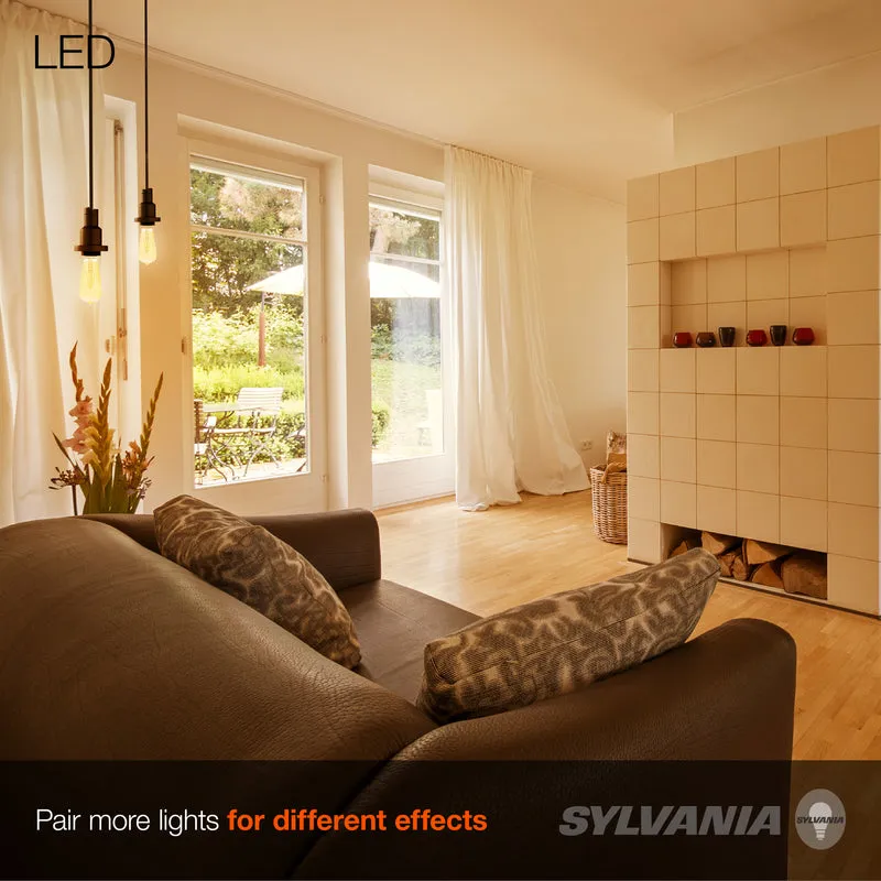 SYLVANIA Vintage ST19 LED Light Bulb, 40W / 60W, 2175K, Dimmable, Amber Finish