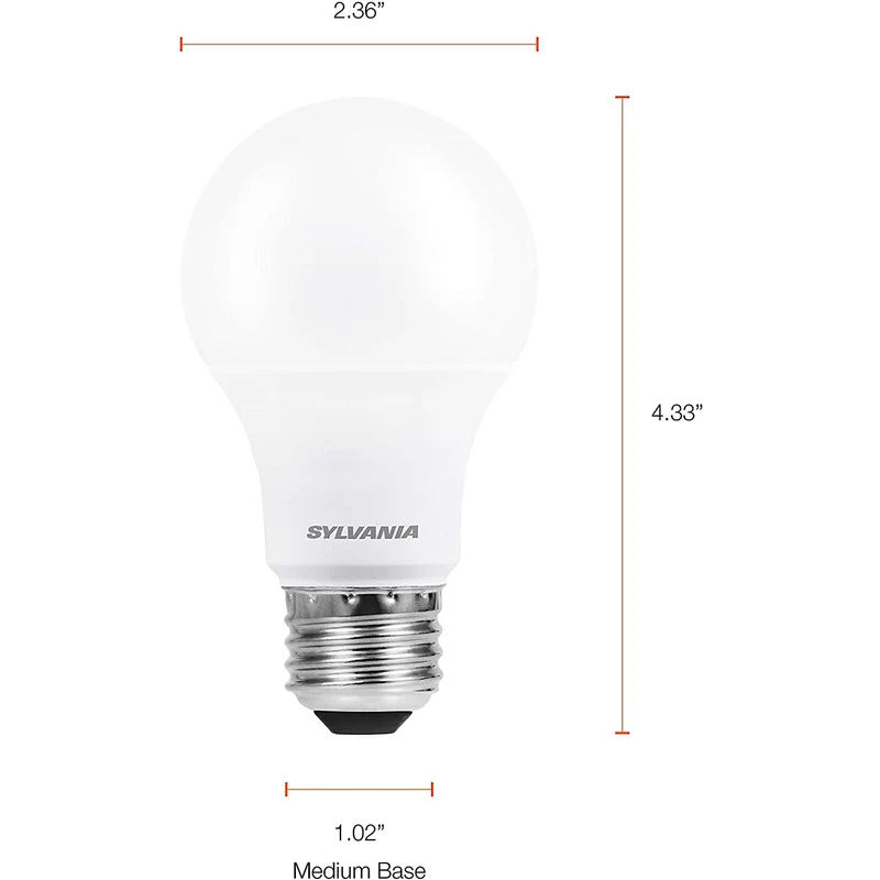 SYLVANIA LED A19 Light Bulb, 60W Equivalent Efficient 8.5W Medium Base, 2700K Soft White - 4 Pk
