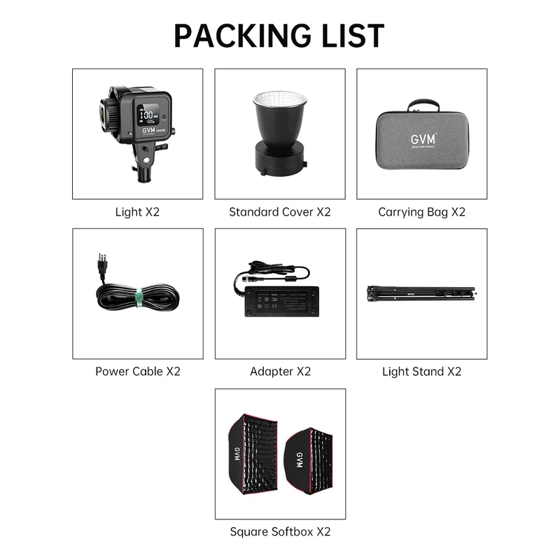 GVM SD80D 80w Bi-Color Spotlight Daylight（2-Light Kit）