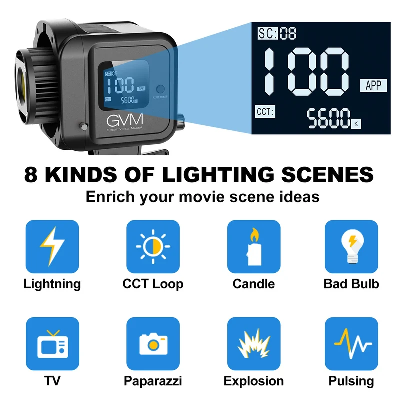GVM SD80D 80w Bi-Color Spotlight Daylight（2-Light Kit）