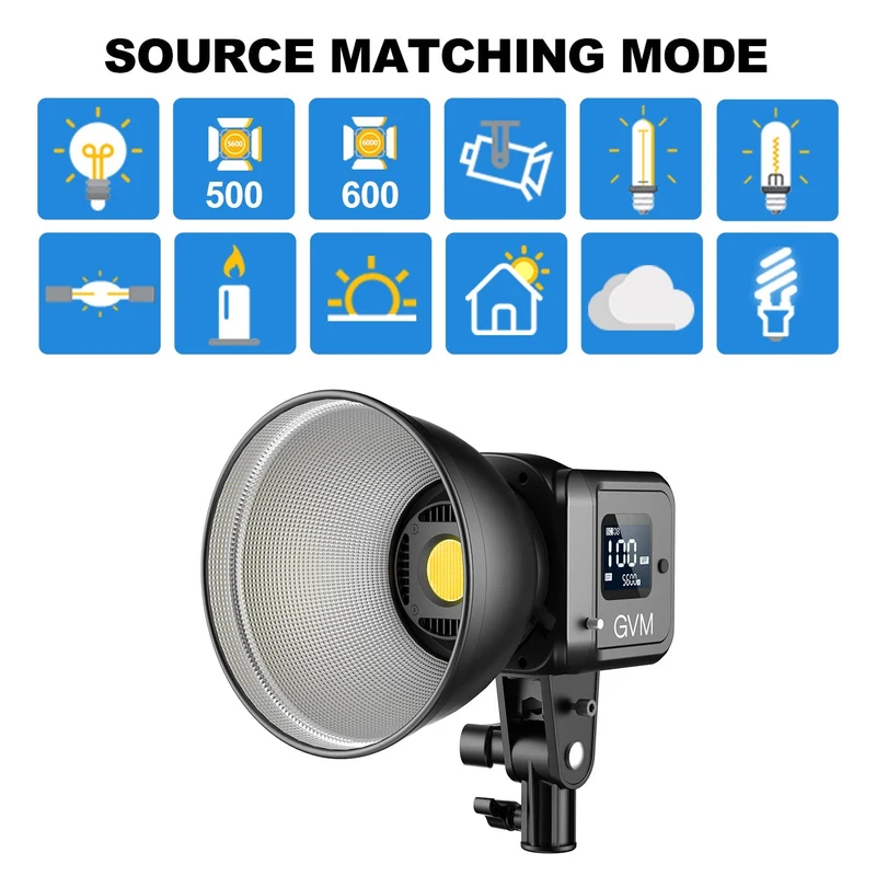 GVM SD80D 80w Bi-Color Spotlight Daylight（2-Light Kit）