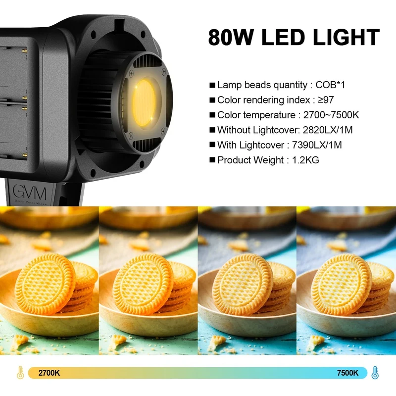 GVM SD80D 80w Bi-Color Spotlight Daylight（2-Light Kit）