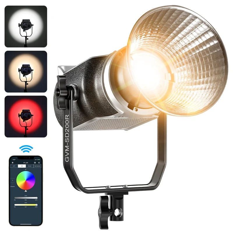GVM SD200R RGB Bi-Color LED Video Light Monolight