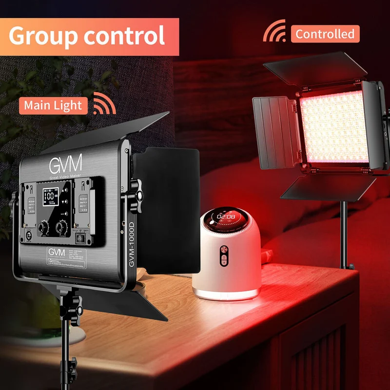 GVM 1000D RGB LED Light Panel (2-Light Kit with Softboxes)