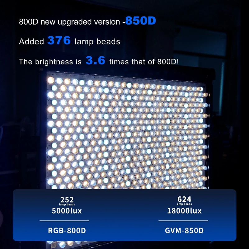 GVM 850D rgb led studio video light kit(2-light kit)