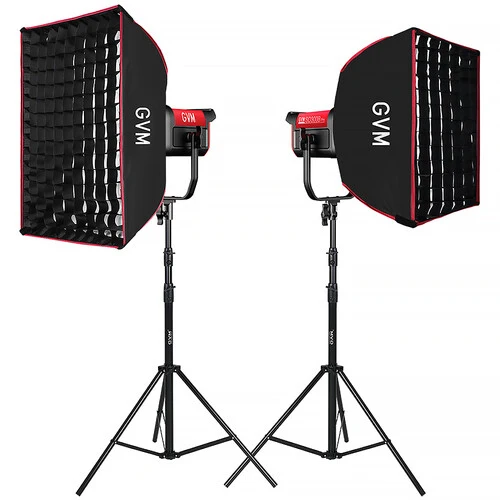 GVM PRO-SD300B 300W Bi-Color Monolight V-mount Mesh Bluetooth with softbox and light stand(2-Lights kit)