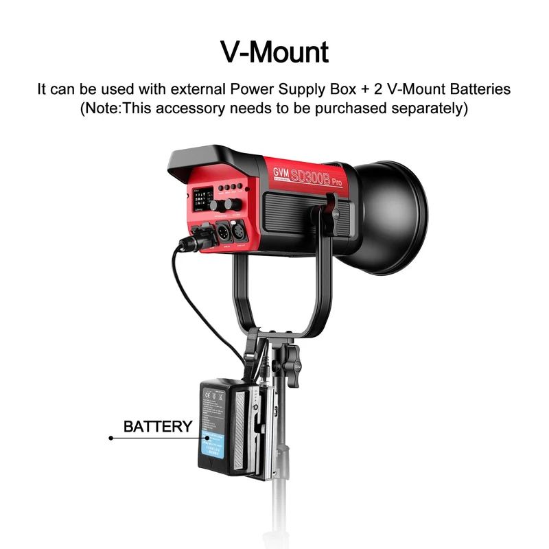 GVM PRO-SD300B 300W Bi-Color Monolight V-mount Mesh Bluetooth with softbox and light stand(2-Lights kit)