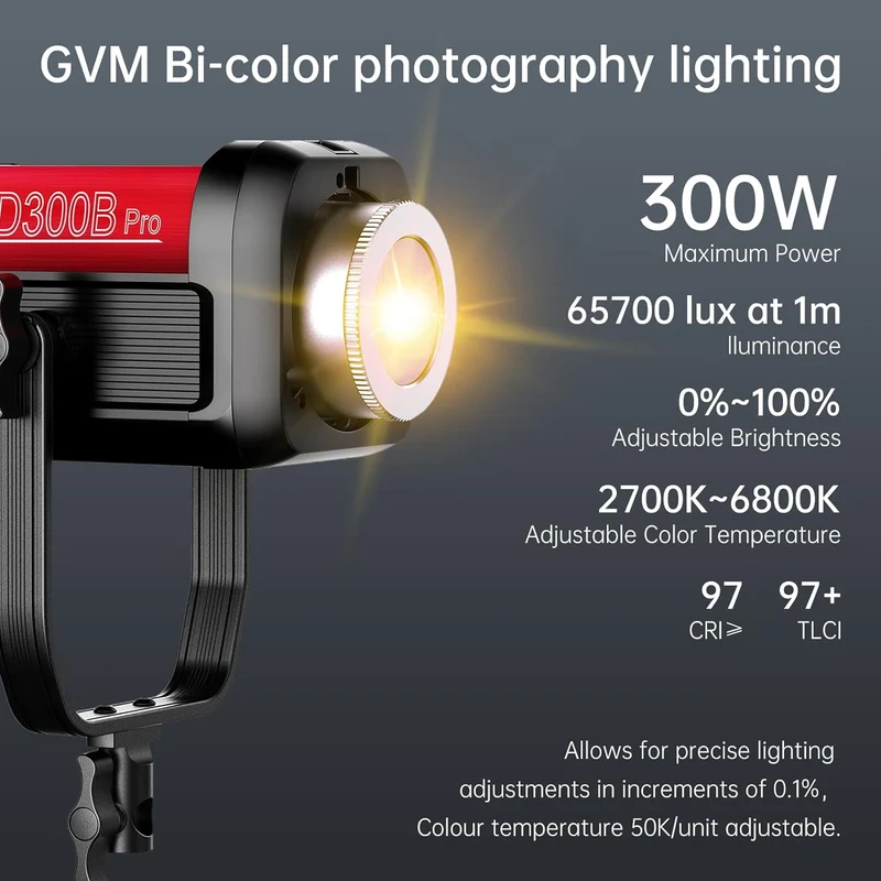 GVM PRO-SD300B 300W Bi-Color Monolight V-mount Mesh Bluetooth with softbox and light stand(2-Lights kit)