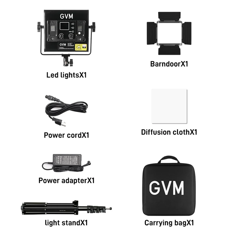 GVM-800D-6X 40W RGB Panel Light Bi-color LED Panel for Videography (1-Light Kit)