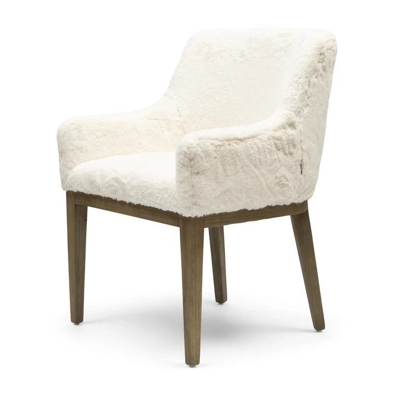 Riviera Maison Esszimmerstuhl Whistler – Armlehnenstuhl Faux Fur Snow