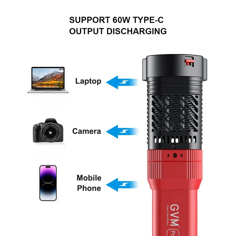 GVM-PD60C Built-in Battery Model 60W Flashlight (RGB)