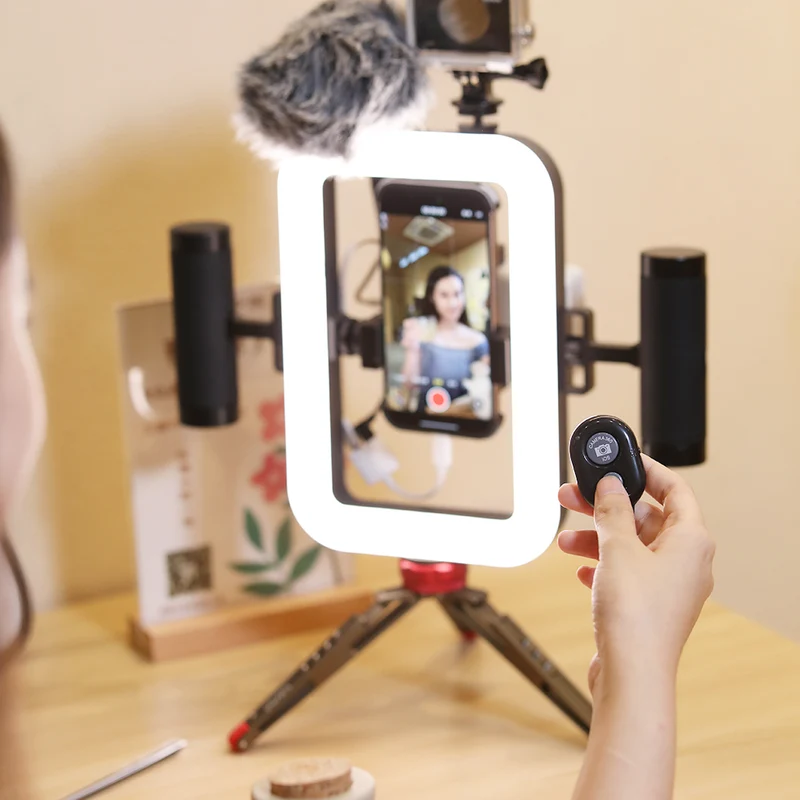 GVM TL600B 6W hand-held dual color temperature mobile phone ring light for live stream
