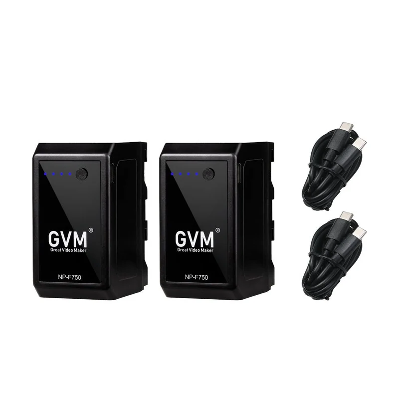 GVM NP-F750 II 2-Battery Kit with USB-C Cables (4400mAh, 2-Pack)