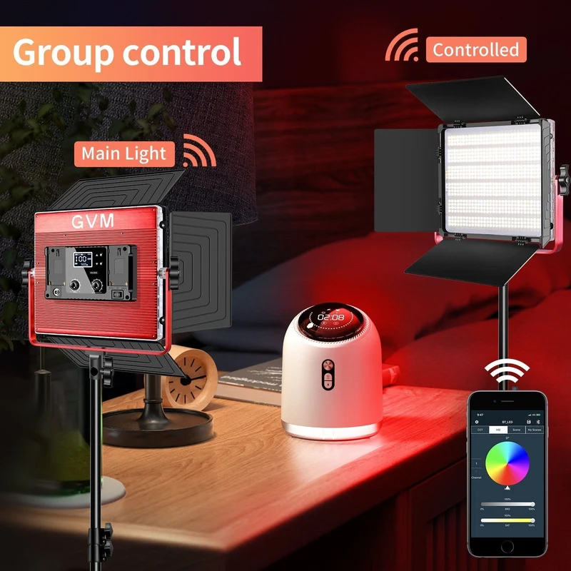 GVM-1200D 50W Bi-Color+50W RGB Led Video Light(2-Light-Kit)