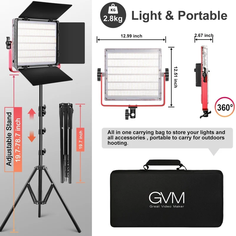 GVM 1200D 50W RGB LED Light Panel （3-Light Kit）