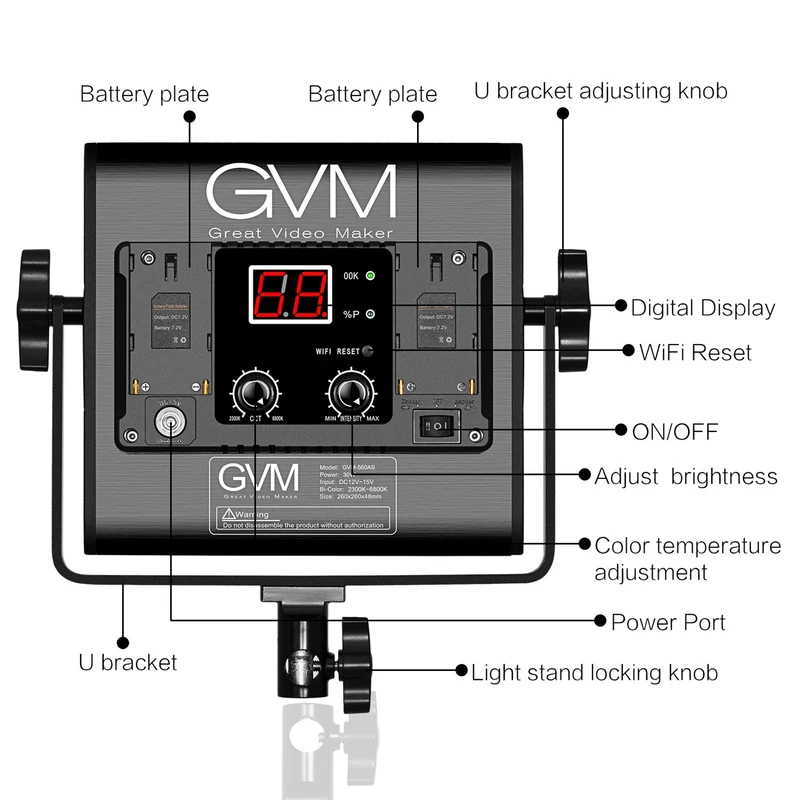 GVM-560AS 30W High Beam Bi-Color LED Video Soft Light（3-Light Kit）