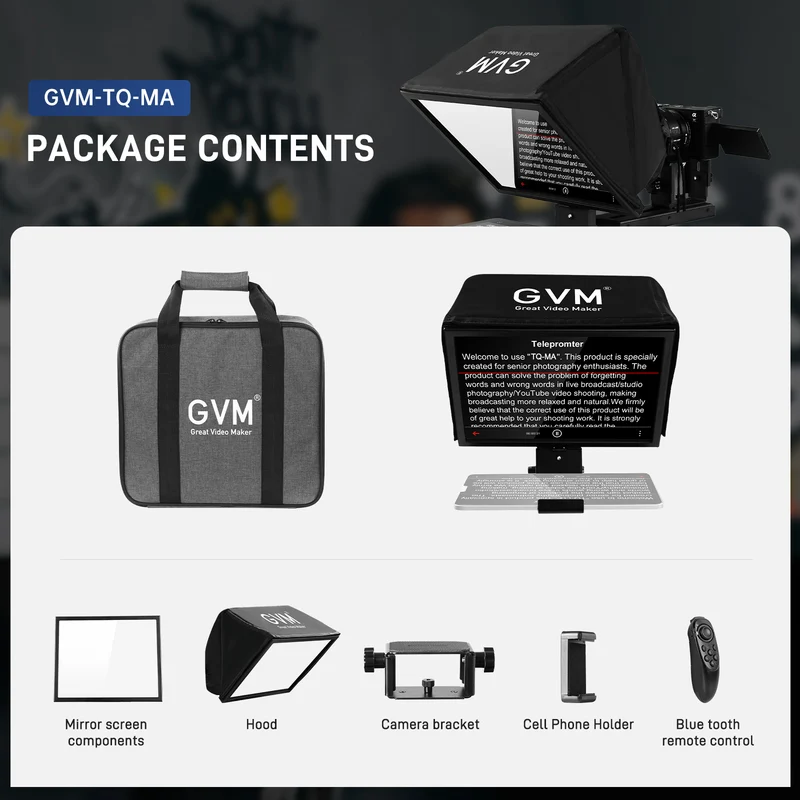 GVM Teleprompter TQ-MA for Tablets & Smartphones with Remote Control