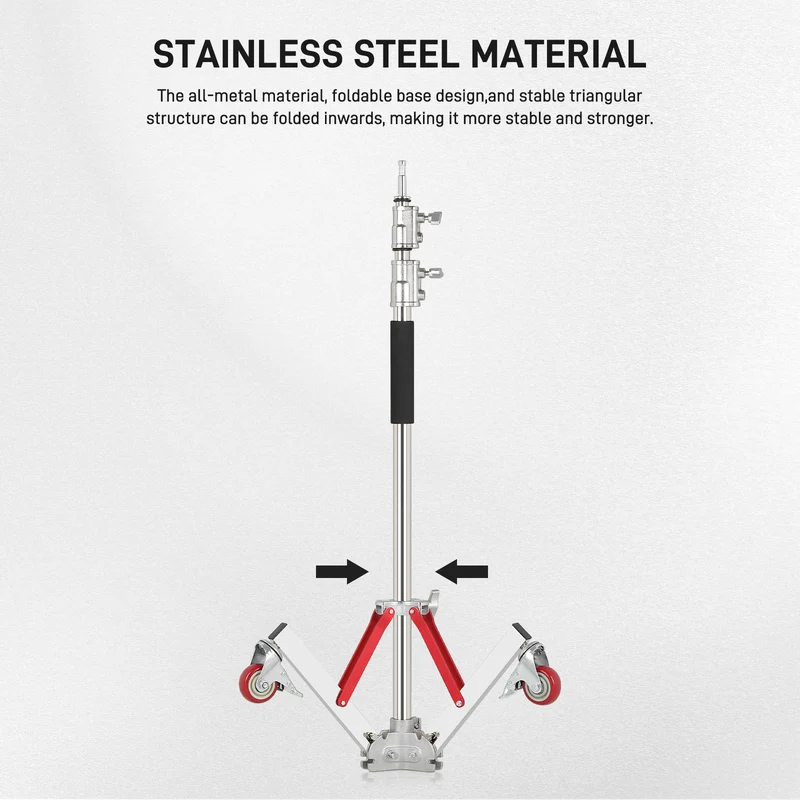GVM DL300 Professional Rolling Light Stand - Stainless Steel & Aluminum Alloy with Locking Casters for Studio/Outdoor Photography/Videography(118‘’)