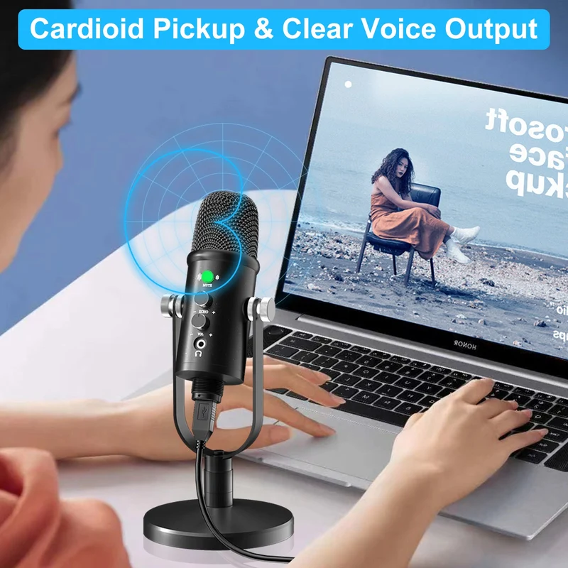 KKX Professional USB Recording Condenser Microphone Cardioid Microphone Kit