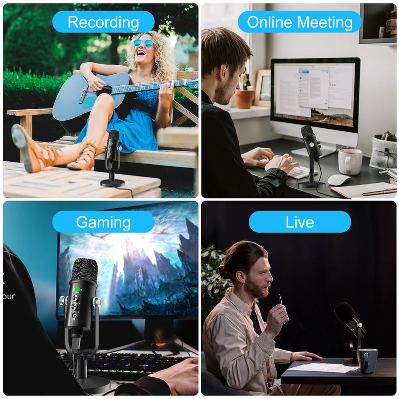 KKX Professional USB Recording Condenser Microphone Cardioid Microphone Kit