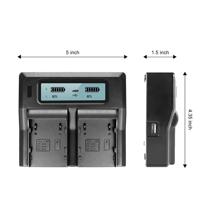 GVM BP-A60 Dual Charger with Battery for Canon C300 Mark II, C200 & C200B (6800mAh)