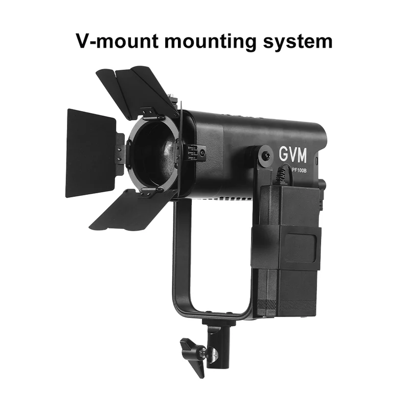 GVM 100W LED Video Light Focusing, Photography Lighting Kit Floodlight with Adjustable 15-45° Beam,30200lux@1m/2700K-6800K Continuous Lighting with Barn Doors for Product/Portrait/Video Recording