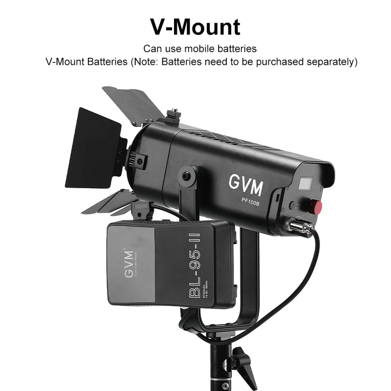 GVM 100W LED Video Light Focusing, Photography Lighting Kit Floodlight with Adjustable 15-45° Beam,30200lux@1m/2700K-6800K Continuous Lighting with Barn Doors for Product/Portrait/Video Recording
